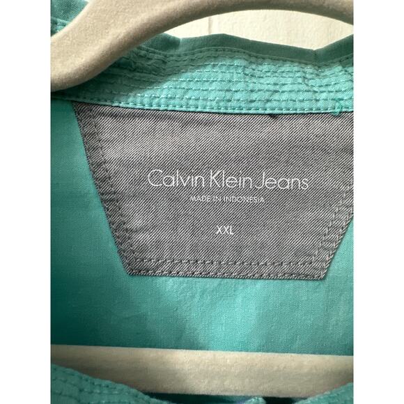 Calvin Klein Jeans 2X Men’s Button Down, Teal, Blue, Purple Short Sleeve Shirt - Picture 5 of 6